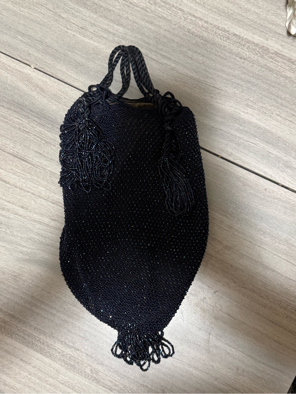 Vintage Glass Beaded Pouch Purse Drawstring Elegant Flapper 20’s Goth